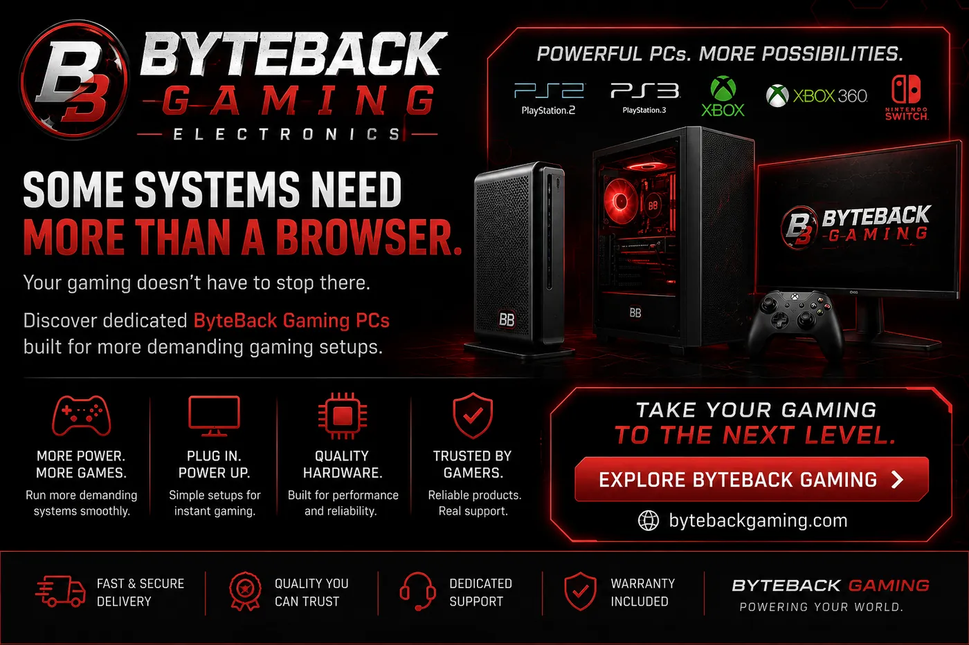 ByteBack Gaming dedicated gaming PCs for more demanding gaming systems